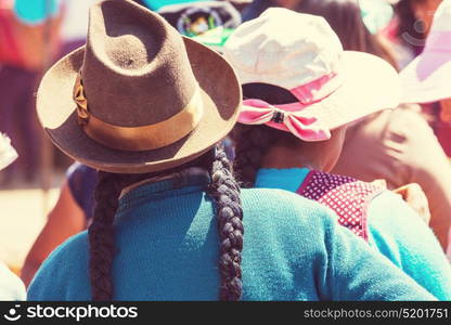 Peruvian people in city street