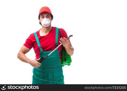Pest control contractor isolated on white background