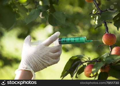 Pesticide injected in a fruit