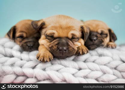 Pet, dog puppy, sleeps on a blanket