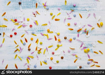 petals candies chaotic composition