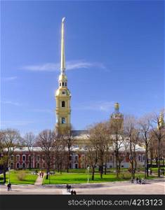 Peter and Paul Cathedral at sunny weather in Saint-Petersburg, Russia