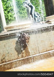 Peterhof fountain. Lion cascade. St.Petersburg, Russia. sunny day