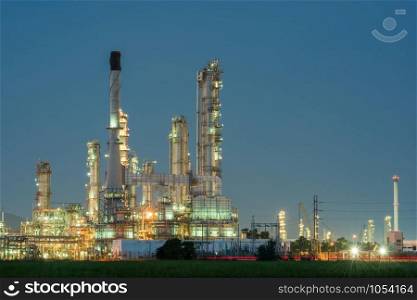 Petrochemical industrial plant power station at dark of Thailand