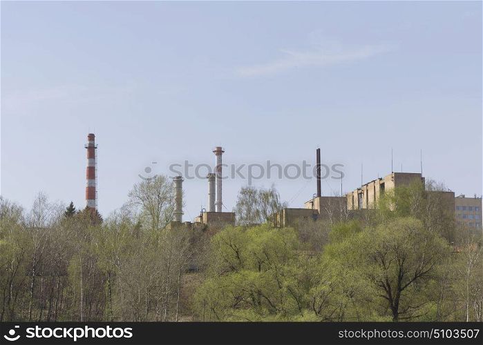 Petrochemical plant with on the sky background. Petrochemical plant with on the sky background.