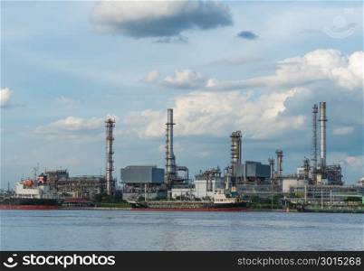 Petroleum Refining Plant. There are crude oil shipments from the river.