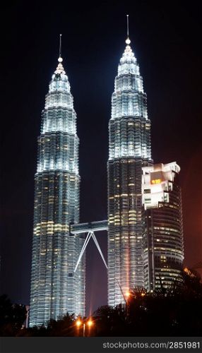 petronas twin towers in kuala lumpur malaysia at night