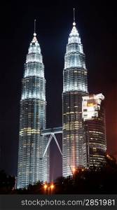 petronas twin towers in kuala lumpur malaysia at night