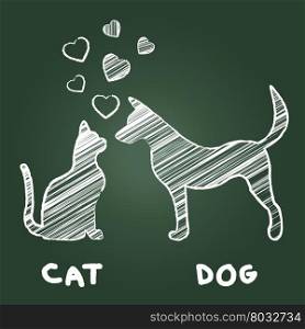 Pets Love Meaning Domestic Cat And Puppy