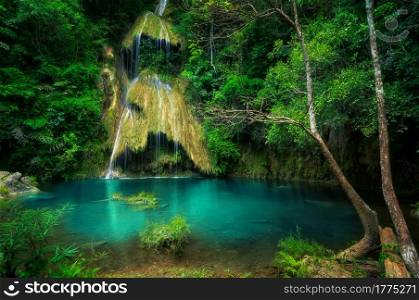 Pha Nam Yod Waterfall in tropical deep forest at Kaeng krachan Phetchaburi, Thailand.. Pha Nam Yod Waterfall.