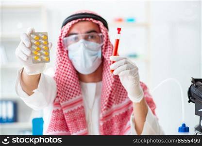 Pharmaceutical industry chemist working on lab