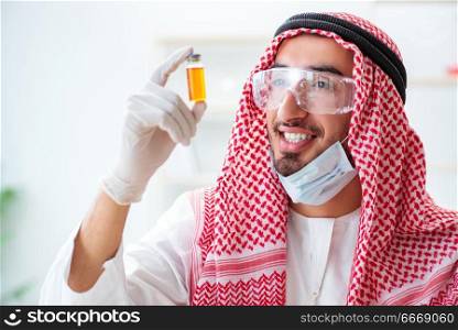 Pharmaceutical industry chemist working on lab