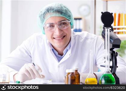 Pharmaceutical industry concept with scientist in the lab