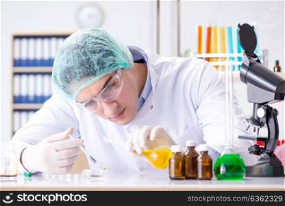Pharmaceutical industry concept with scientist in the lab