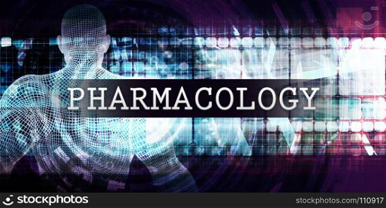 Pharmacology Industry with Futuristic Business Tech Background. Pharmacology Industry