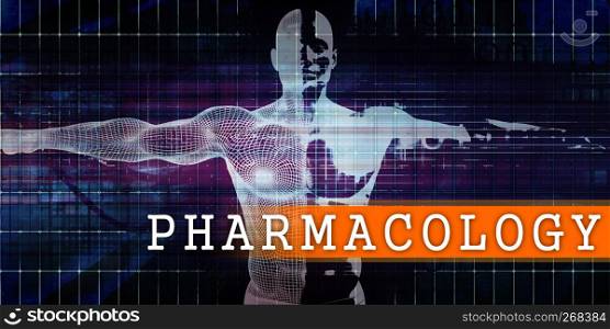 Pharmacology Medical Industry with Human Body Scan Concept. Pharmacology Medical Industry