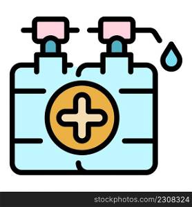 Pharmacy disinfection bottles icon. Outline pharmacy disinfection bottles vector icon color flat isolated. Pharmacy disinfection bottles icon color outline vector