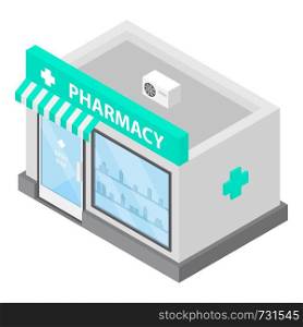 Pharmacy icon. Isometric of pharmacy vector icon for web design isolated on white background. Pharmacy icon, isometric style