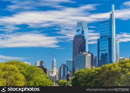 Philadelphia downtown city skyline, cityscape of  Pennsylvania USA