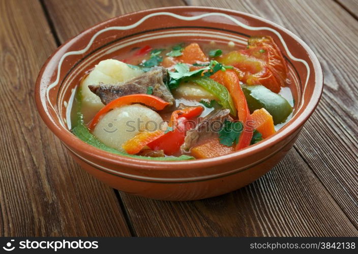 Philadelphia Pepper Pot - thick stew of beef tripe, vegetables, pepper and other seasonings.