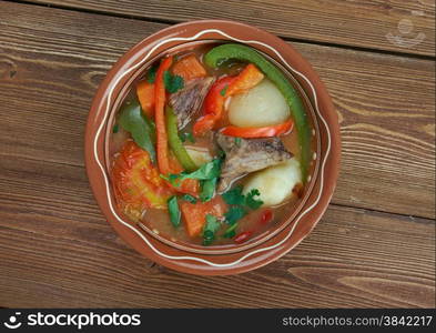 Philadelphia Pepper Pot - thick stew of beef tripe, vegetables, pepper and other seasonings.