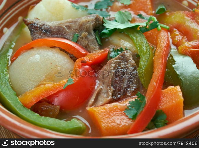 Philadelphia Pepper Pot - thick stew of beef tripe, vegetables, pepper and other seasonings.