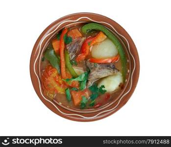 Philadelphia Pepper Pot - thick stew of beef tripe, vegetables, pepper and other seasonings.