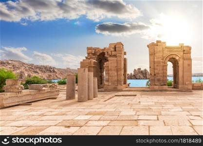 Philae Temple arch ruins, Aswan, upper Egypt.
