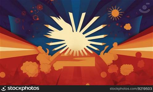 Philippine Independence Day, colorful graphic background wallpaper. Independence holiday in national colors. AI generated.. Philippine Independence Day, colorful graphic background wallpaper. AI generated.