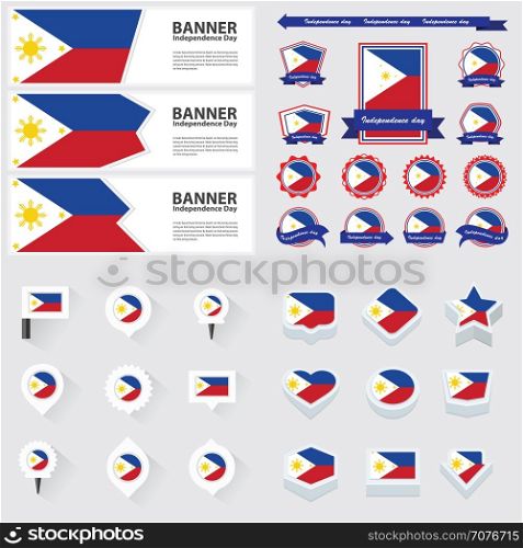 Philippines independence day, infographic, and label Set.