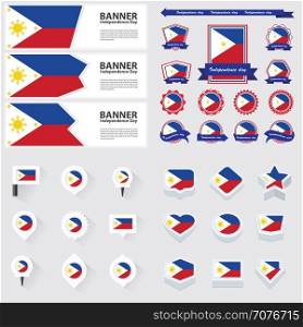 Philippines independence day, infographic, and label Set.