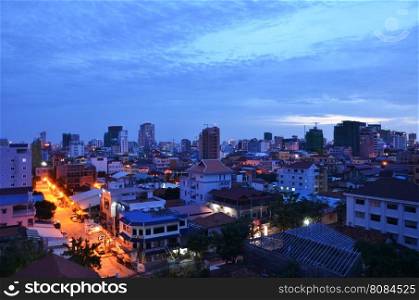 Phnom Penh Town during twilight time, Cambodia