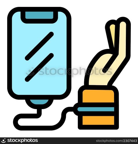 Phone addiction icon. Outline phone addiction vector icon color flat isolated. Phone addiction icon color outline vector