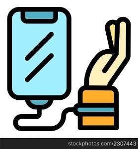 Phone addiction icon. Outline phone addiction vector icon color flat isolated. Phone addiction icon color outline vector