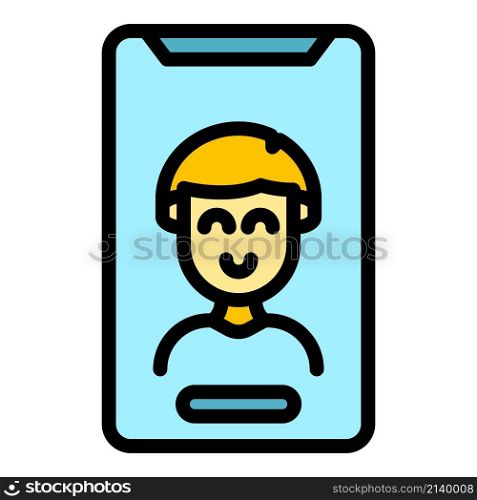 Phone assistance icon. Outline phone assistance vector icon color flat isolated. Phone assistance icon color outline vector