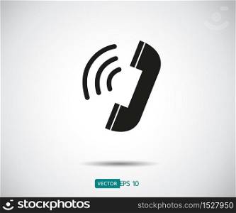 Phone Call vector icon. Style is flat rounded symbol, gray color, rounded angles, logo illustration