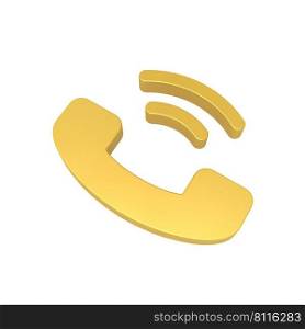 Phone Icon 3D Render Gold Color, 3D Illustration, Mobile Number Icon 
