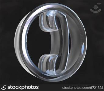 Phone icon symbol in glass (3D made)