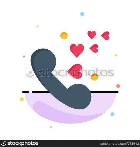 Phone, Love, Heart, Wedding Abstract Flat Color Icon Template