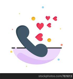 Phone, Love, Heart, Wedding Abstract Flat Color Icon Template