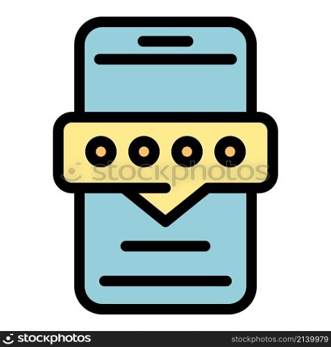 Phone password icon. Outline phone password vector icon color flat isolated. Phone password icon color outline vector