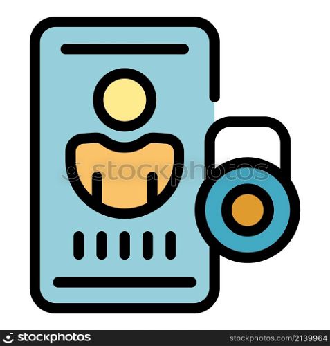 Phone privacy icon. Outline phone privacy vector icon color flat isolated. Phone privacy icon color outline vector