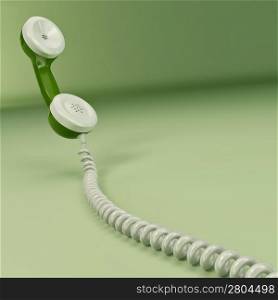 Phone reciever on green isolated background. 3d