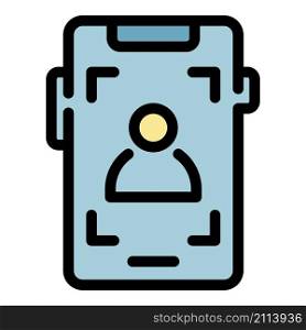 Phone screen recording icon. Outline phone screen recording vector icon color flat isolated. Phone screen recording icon color outline vector