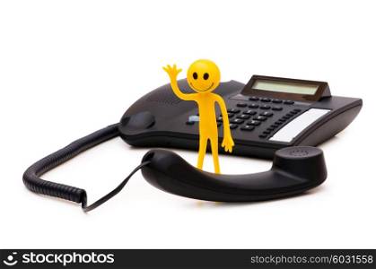 Phone support concept - smilie and receiver isolated on white
