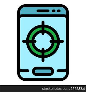 Phone target icon. Outline phone target vector icon color flat isolated. Phone target icon color outline vector
