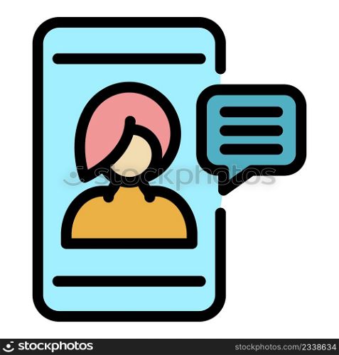 Phone training icon. Outline phone training vector icon color flat isolated. Phone training icon color outline vector