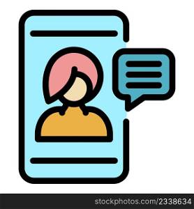 Phone training icon. Outline phone training vector icon color flat isolated. Phone training icon color outline vector