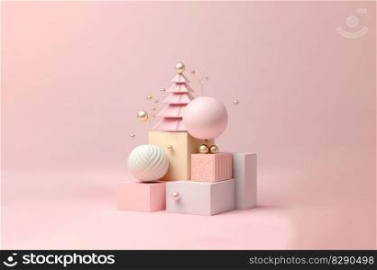 Photo abstract pink podium on pastel background. Photo abstract pink podium on pastel background AI Generated
