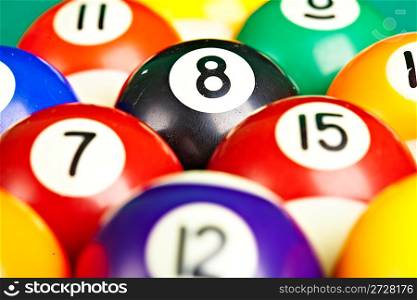Photo billiard balls close up...